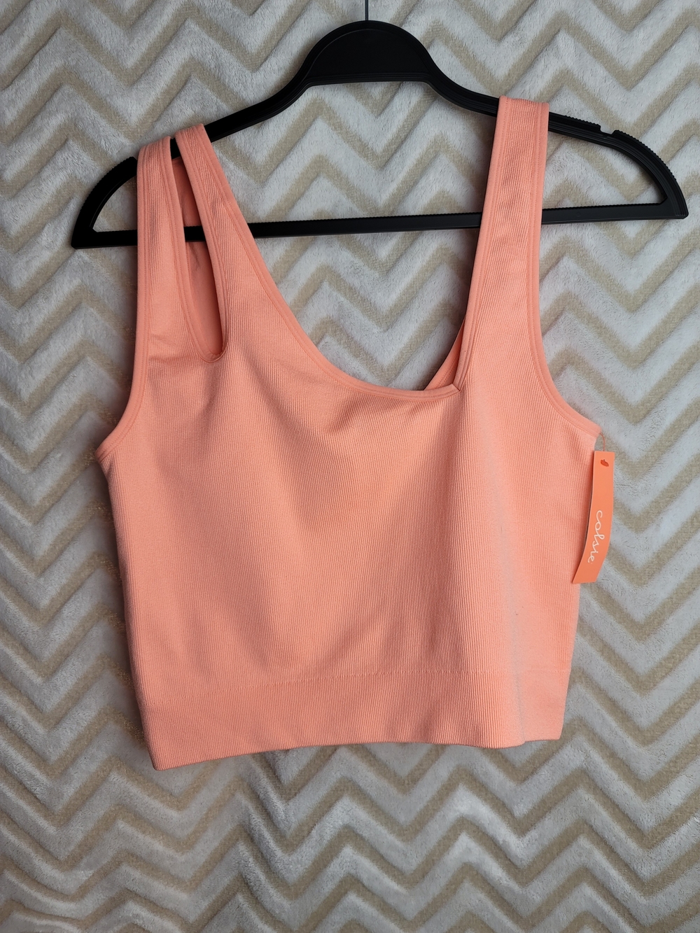 Colsie Peach Ribbed Cropped Tank